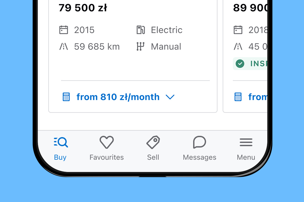 Design prototype of OLX Motors' redesigned product experience.