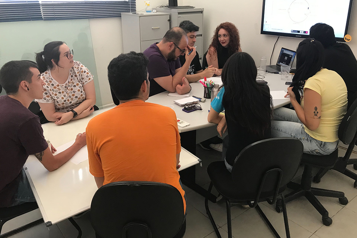 Team discussing priorities.
